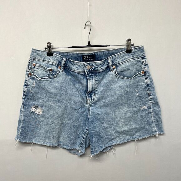 GAP Women 5" Short Cut Off Jean Shorts Size 14 Blue Denim M253 -10 - Picture 1 of 16